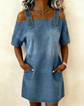 Denalisse™ Off-Shoulder Knot Denim Dress