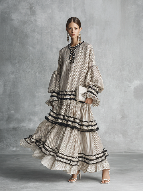 Bohemira™ | Striped Ruffle Tiered Maxi Dress