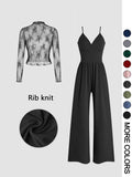 MARYAM™ - Solid Color Lace Tee & Pocket Jumpsuit Set for Spring & Fall