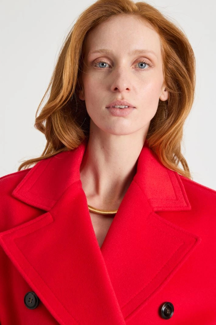 Double-breasted coat with belt