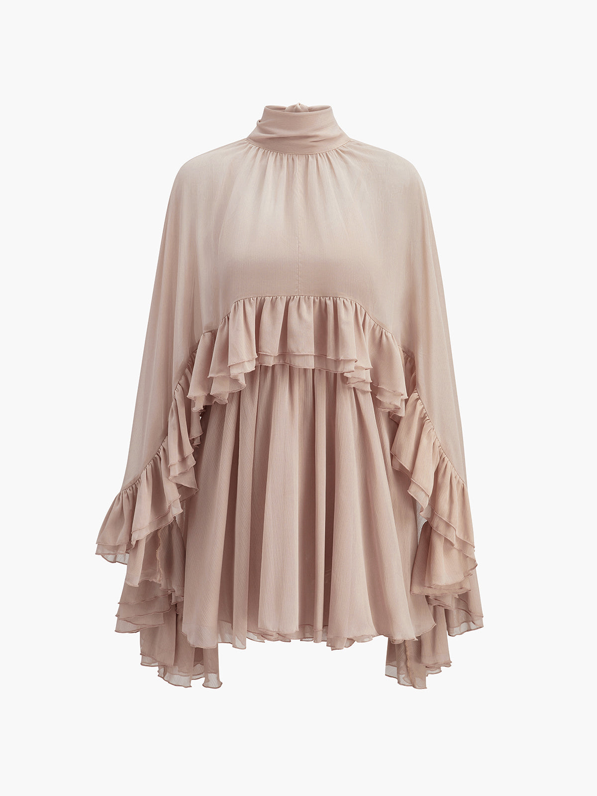 Sheer Chiffon Cape Dress