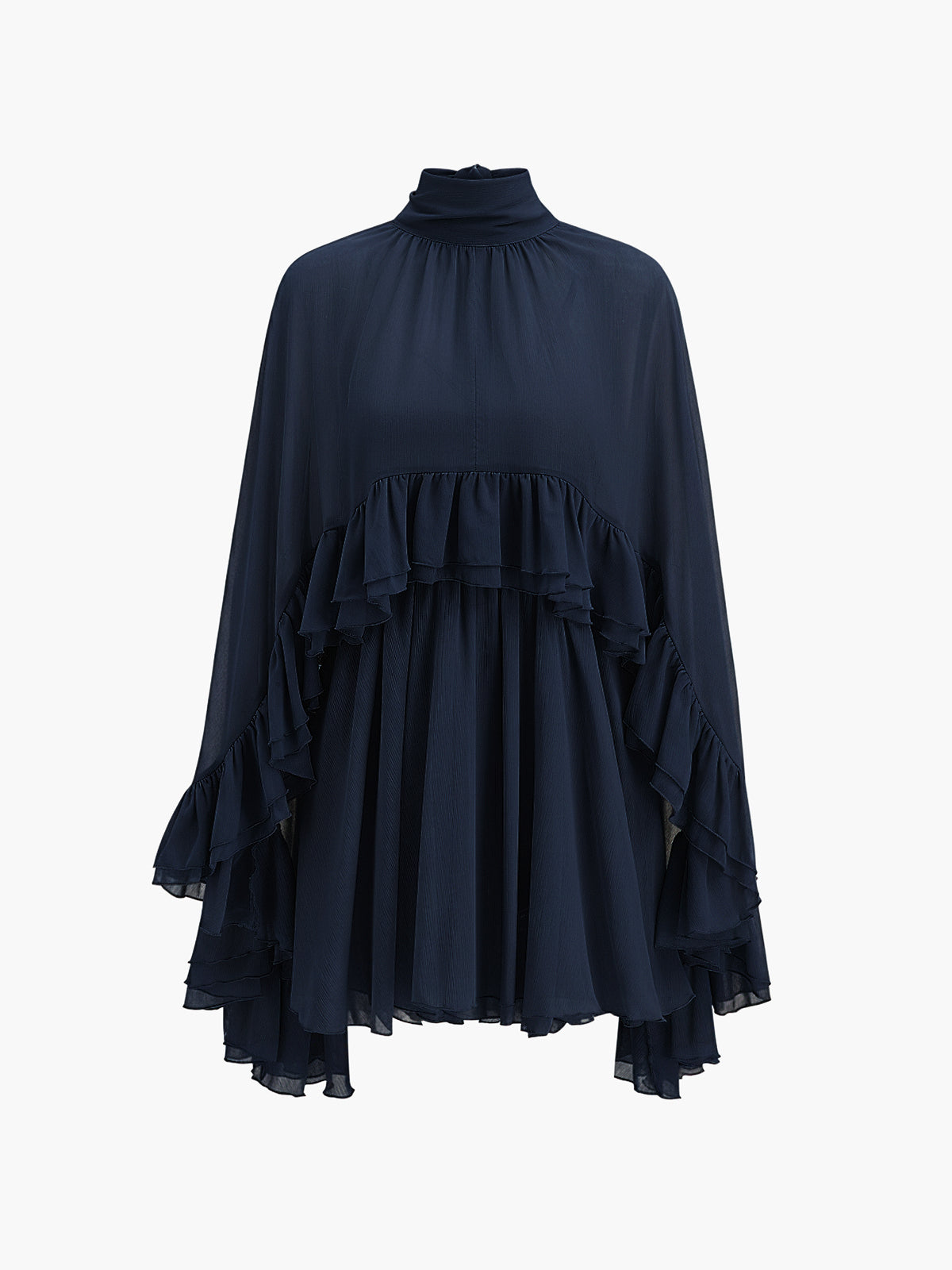 Sheer Chiffon Cape Dress