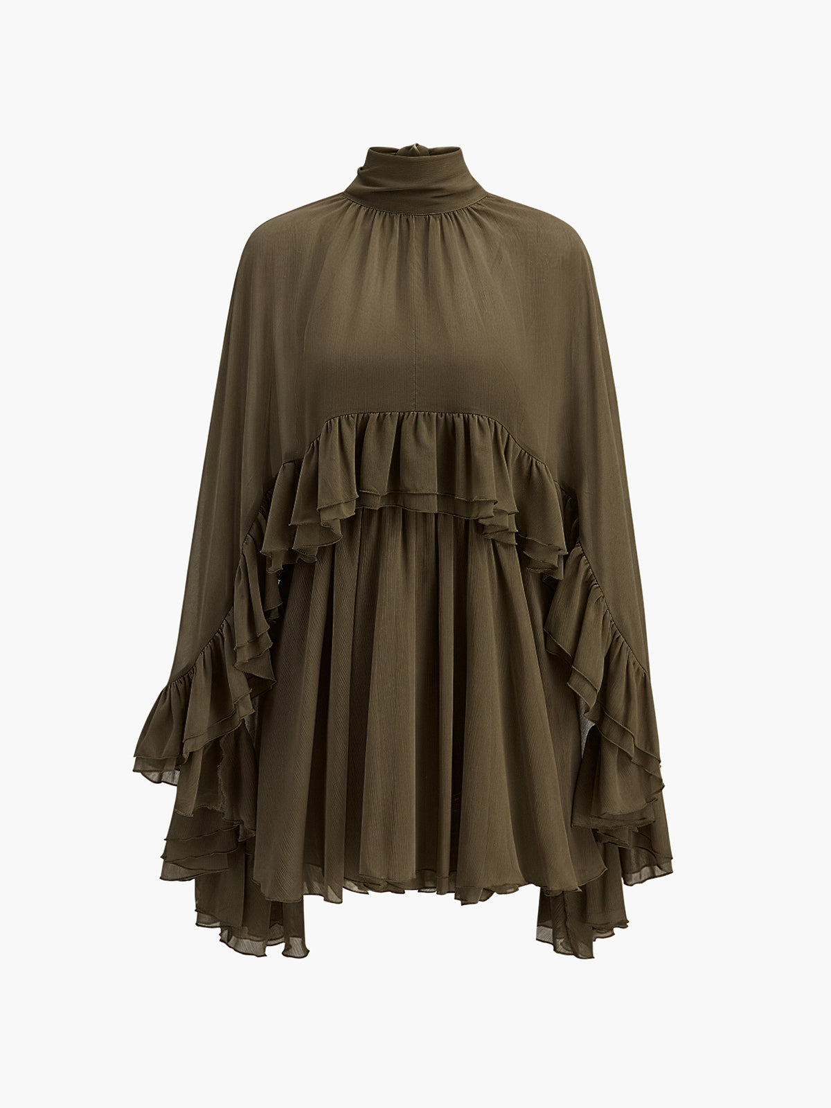 Sheer Chiffon Cape Dress