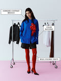 OVERSIZED CONTRAST SHIRT WITH BROOCH