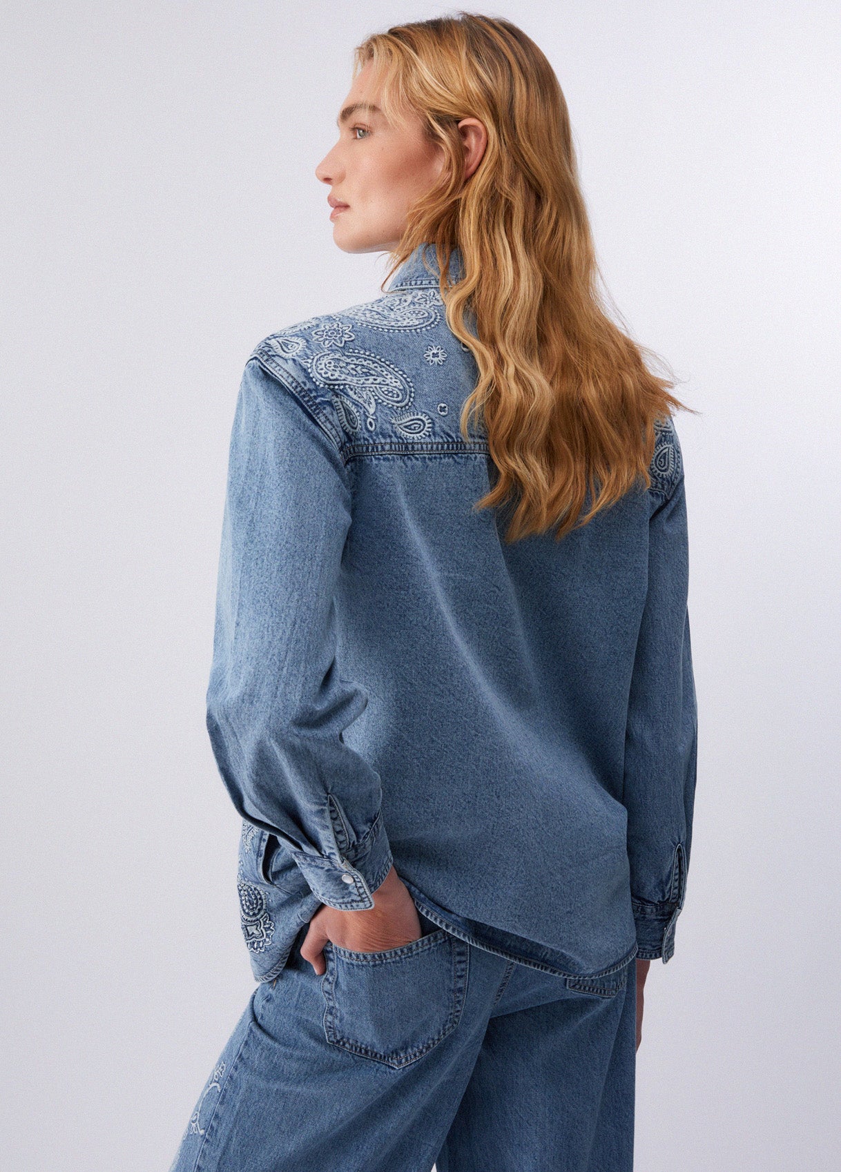 DENIM SHIRT WITH EMBROIDERY