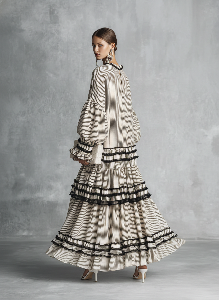 Bohemira™ | Striped Ruffle Tiered Maxi Dress