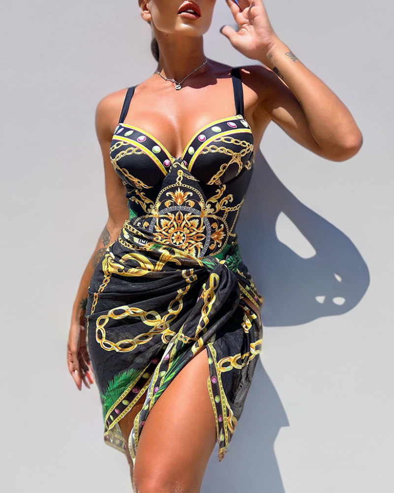 Jamie™ - Push-up One-piece Swimsuit with Skirt