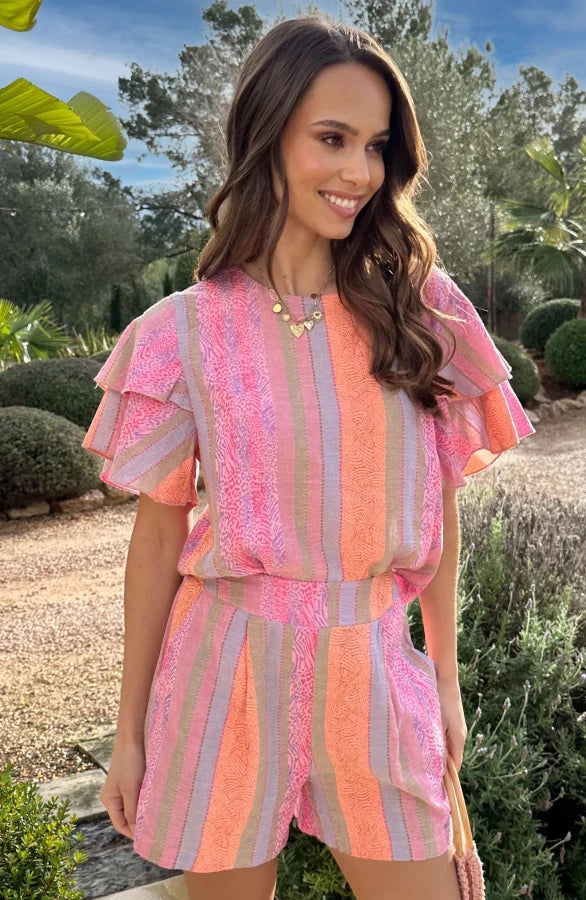 Lilly Multicolor Ruffle Sleeve Top