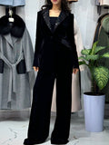Velvet Sequin Blazer & High-Waist Pants Set
