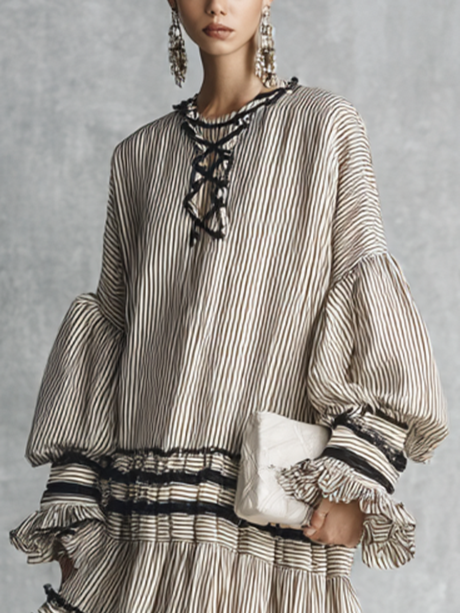 Bohemira™ | Striped Ruffle Tiered Maxi Dress