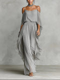 Isabela | Grey Flowing Set with Strappy Top and Lightweight Pants