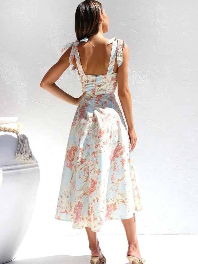 Paulina™ - Strappy Printed Midi Dress