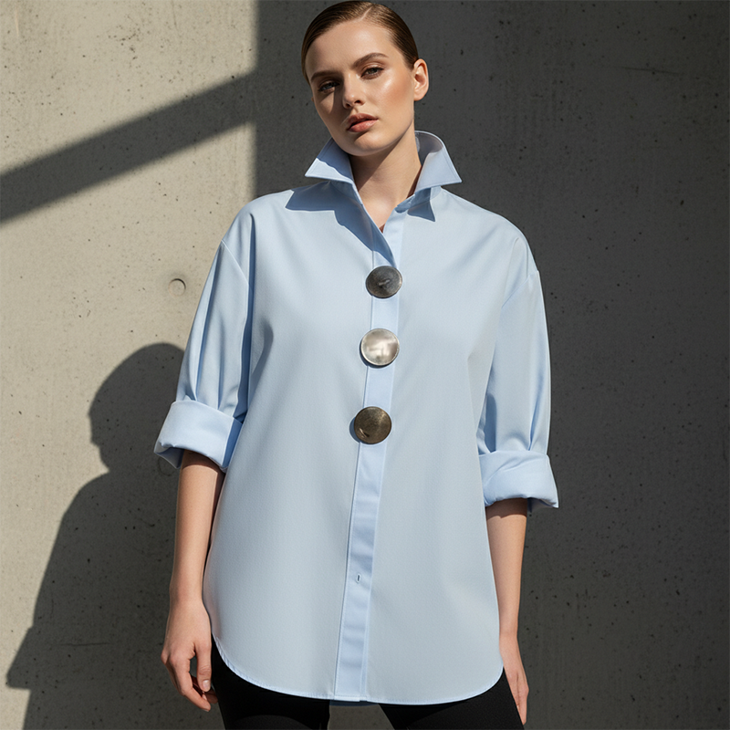 Velora™ | Oversized Statement Button Blouse